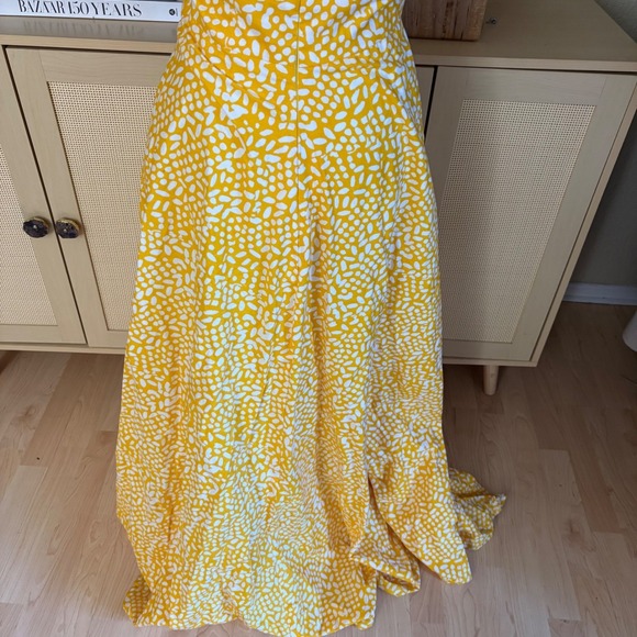 SIKA ANTHROPOLOGIE Marigold Ruffled Maxi Dress Spot Size 8P - Picture 7 of 11